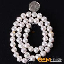 Perla: 9-10mm Ronda Genuino Cultivadas Granos de la Perla Perlas Sueltas DIY Para la Pulsera O el Collar Strand 15 “al por mayor!