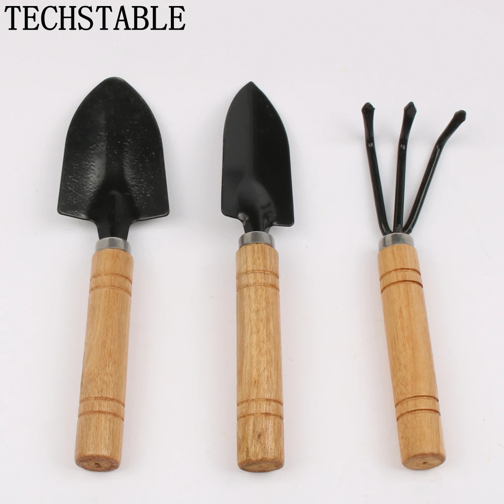 Garden three piece mini rake small shovel floral shovel wooden