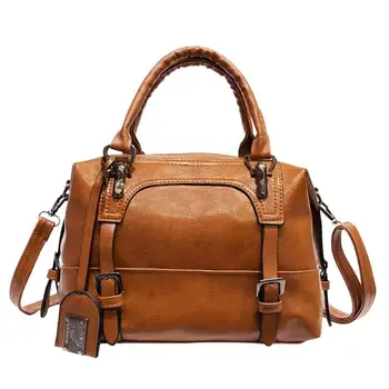 

Vintage Fashion PU Leather Solid Color Shoulder Bag for Ladies Bolsas Messenger Handbags Women Casual Crossbody Top-handle Bags
