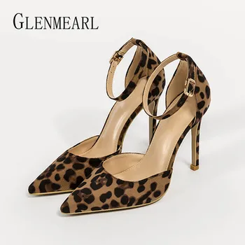 

Women Pumps High Heels Shoes Summer Sexy Leopard Pointed Toe Woman Wedding Shoes High Brand Plus Size Female Dress Shoes 2019
