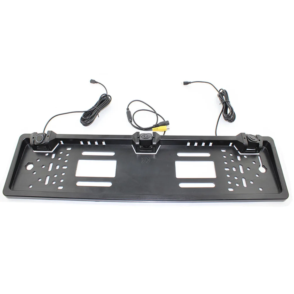 Auto Rearview System European License Plate Video Parking Sensor Reversing Radar with HD Rear View Backup Camera No Drill Holes