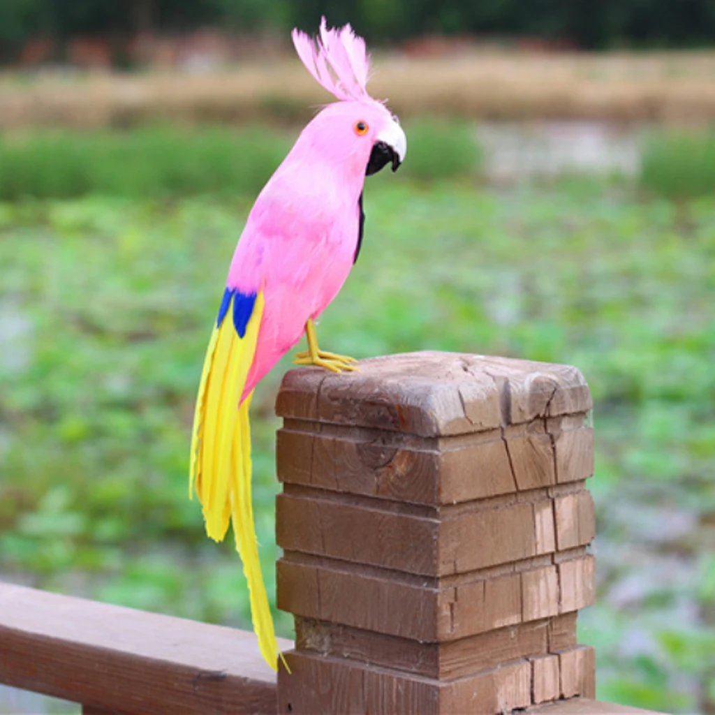 Simulation Parrot Model Artificial Feather Bird Animal Figurine Home Garden Sculptures Yard Law Ornament Decor Fancy Dress Party