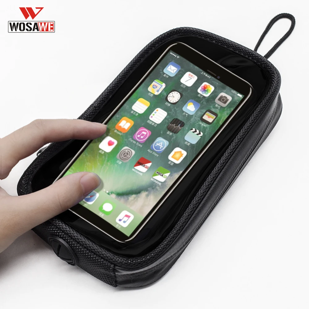 

WOSAWE Waterproof Bicycle Bag Phone Holder Touch Screen Saddle Bag Strong Magnet Hand Strap For iPhone X Samsung Huawei