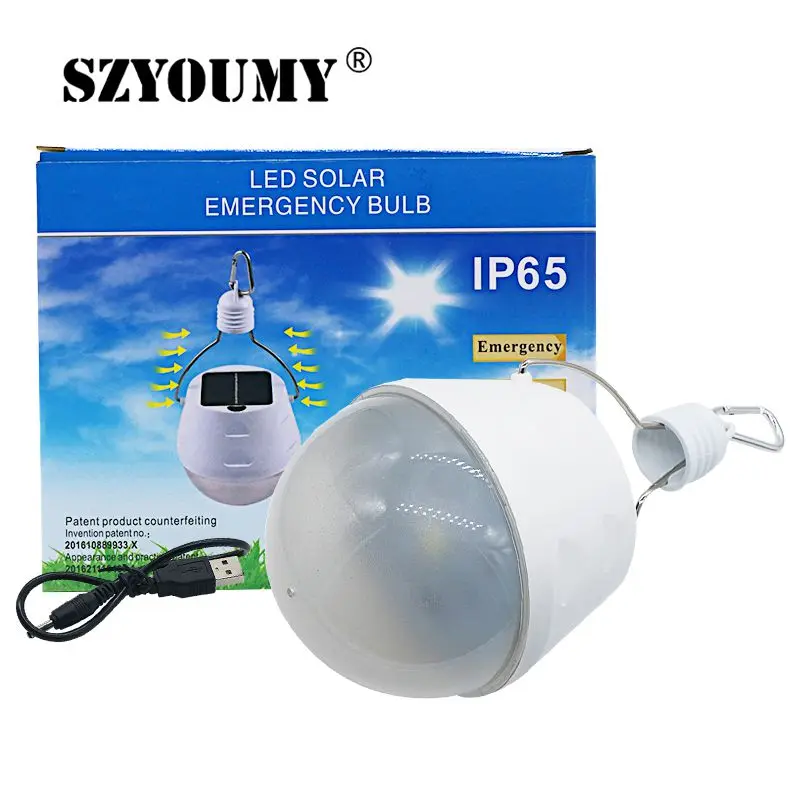 

SZYOUMY New Light Control Solar Emergency Bulb 3W Solar Power Light 3 Modes for Outdoors Camping Light Tent Solar Lamp 10pcs