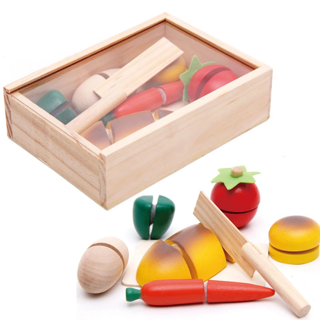 Wooden Children Simulation Cut Fruit and Vegetables Cooking Toys For Kids Education Montessori Gifts