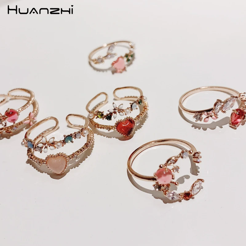 HUANZHI 2019 новые корейские Регулируемые кольца для женщин и девушек в виде красного