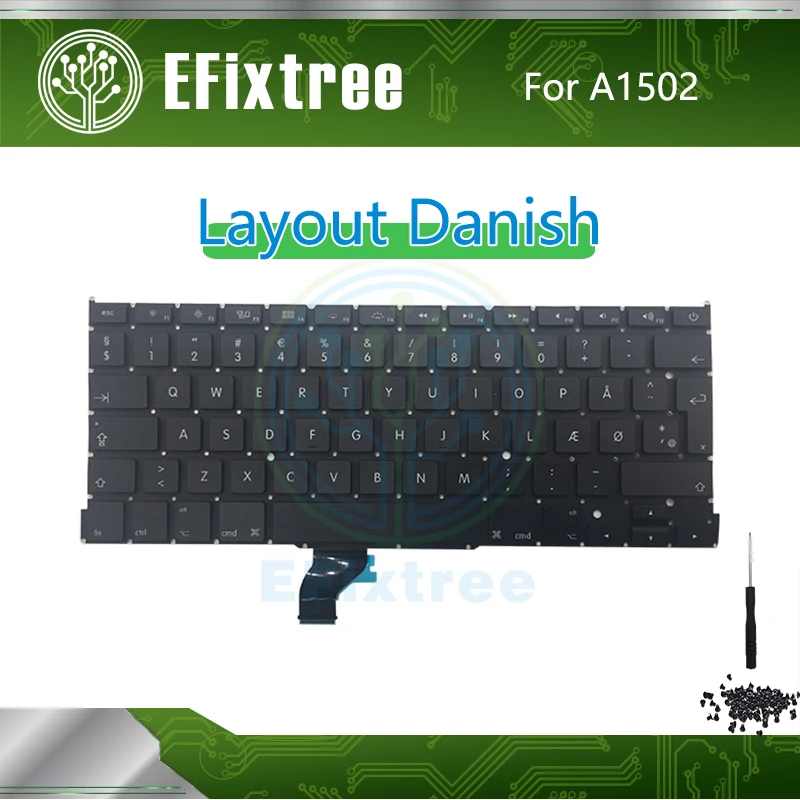 

New A1502 Keyboard Danish For Macbook Pro Retina 13" A1502 Layout Backlight Screw Screwdriver 013 2014 2015 EMC 2678 2875 2835