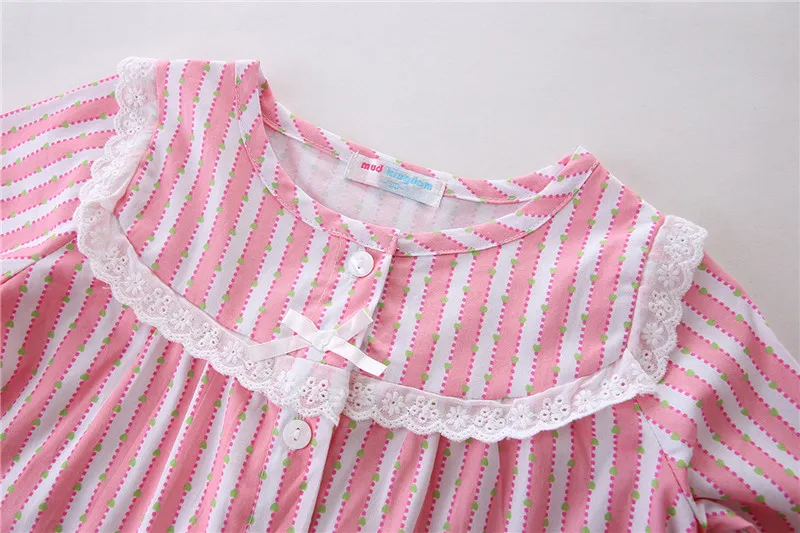 Mudkingdom/пуговицы для пижамы в Вертикальную Полоску с кружевными манжетами; милая Домашняя одежда из хлопка