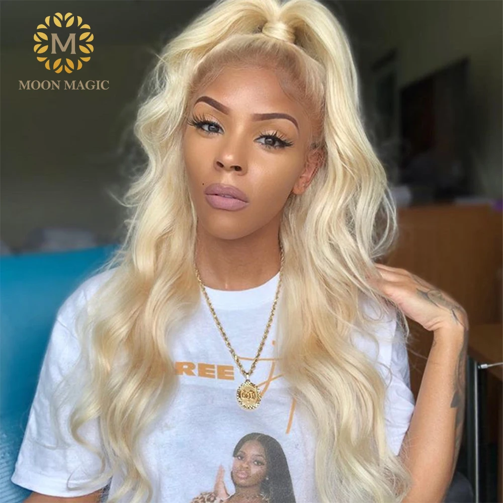 

Blonde Human Hair Wig 613 Lace Front Wig Preplucked 360 Lace Frontal Wig 150% Density Body Wave Transparent Lace Wig Can Be Dyed
