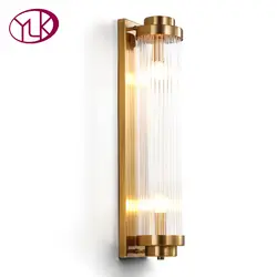 Youlaike золото бра освещения для постели Роскошные Стекло абажур светодиодный настенный светильник AC110-240V осветительные приборы для