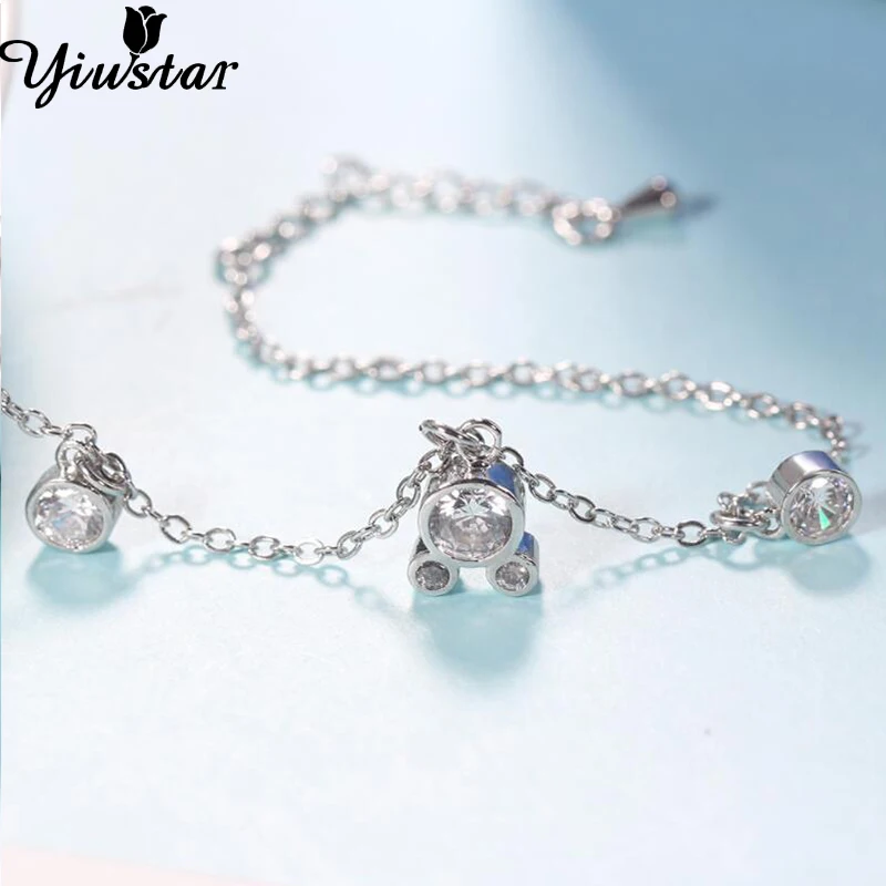 

Yiustar Tiny Crystal Mickey Charm Bracelets & Bangles Women Jewelry Small CZ Zircon Pendant Bracelet Handmade Christmas Gifts