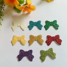 

150pcs/lot 20*29mm Padded Shiny/Glittered Bow tie style Appliques Mix Five Colors for diy craft Wedding decoration