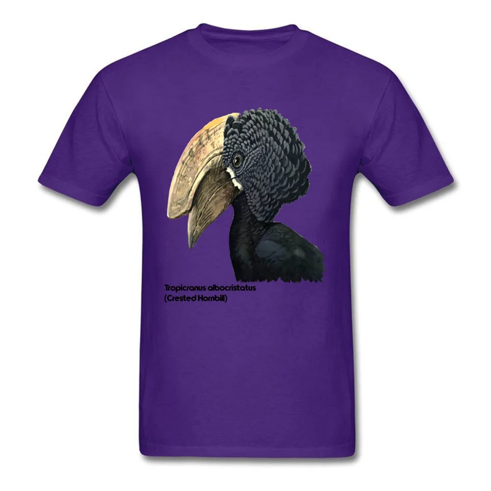 Normal Normal Male Tshirts Rife Mother Day Short Sleeve Round Neck Cotton Fabric Tops Shirt Custom Tops Shirt Free Shipping Crested Hornbill Bird Handsome Bill and Feathers purple