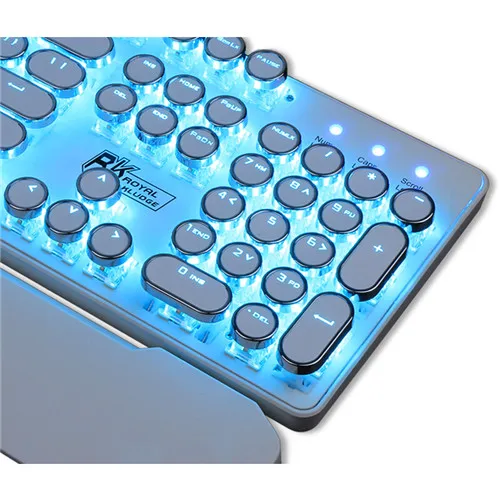 Игровая механическая клавиатура с подсветкой в стиле ретро панк, круглая клавиша, светящаяся клавиатура с буквами и алфавитом, с подсветкой, 104 клавиш, проводная USB - Цвет: Blue light
