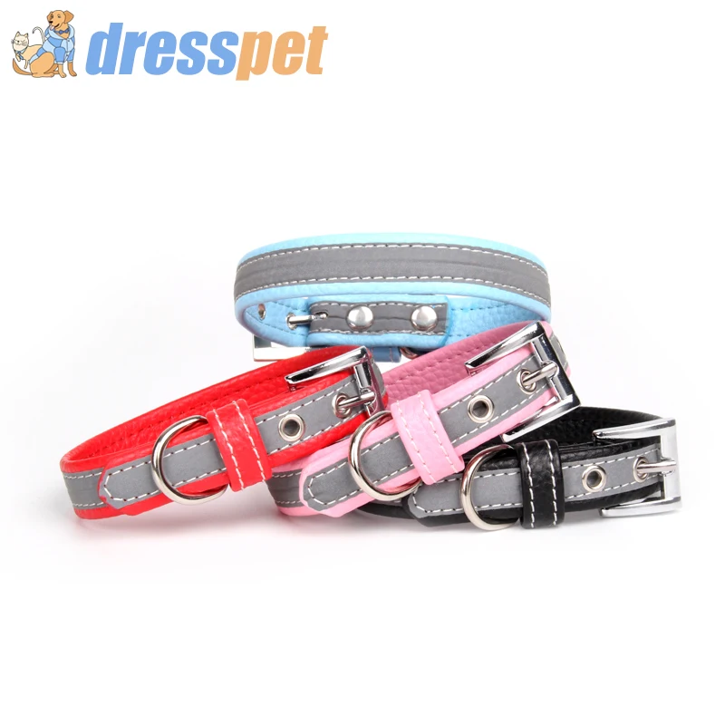 

Pet Dog Collar Leather for Small Big dog Pet Reflective Leash Collars Pink for Chihuahua Bulldog decoration Collar Perro Pitbull