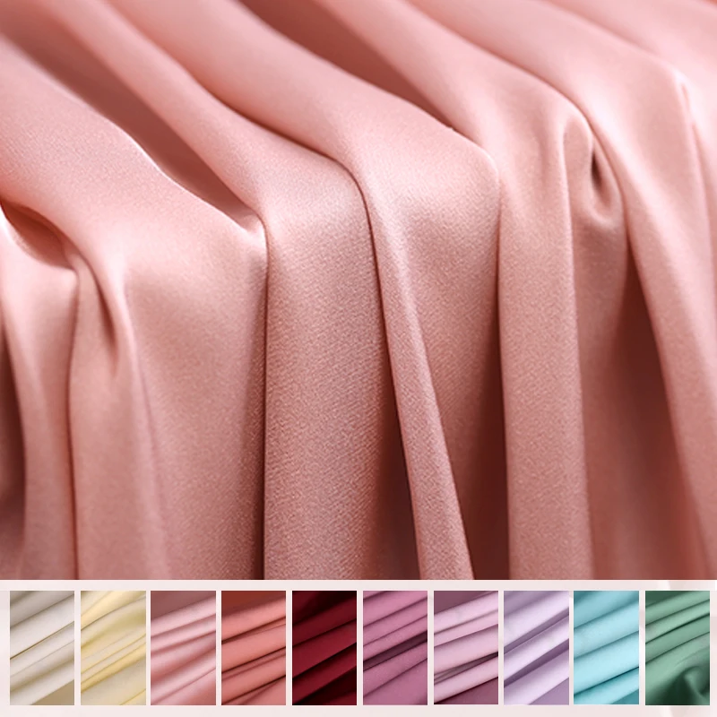 

135CM Wide 19MM Solor Color Blue Purple Green Strech Silk Spandex Fabric for Blouse Dress Cheongsam Pants DE1045