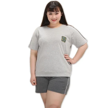 

100% cotton 130KG sexy short pajamas sets women 100% cotton summer home pijama feminino cute pyjamas women Plus size XXXXXL