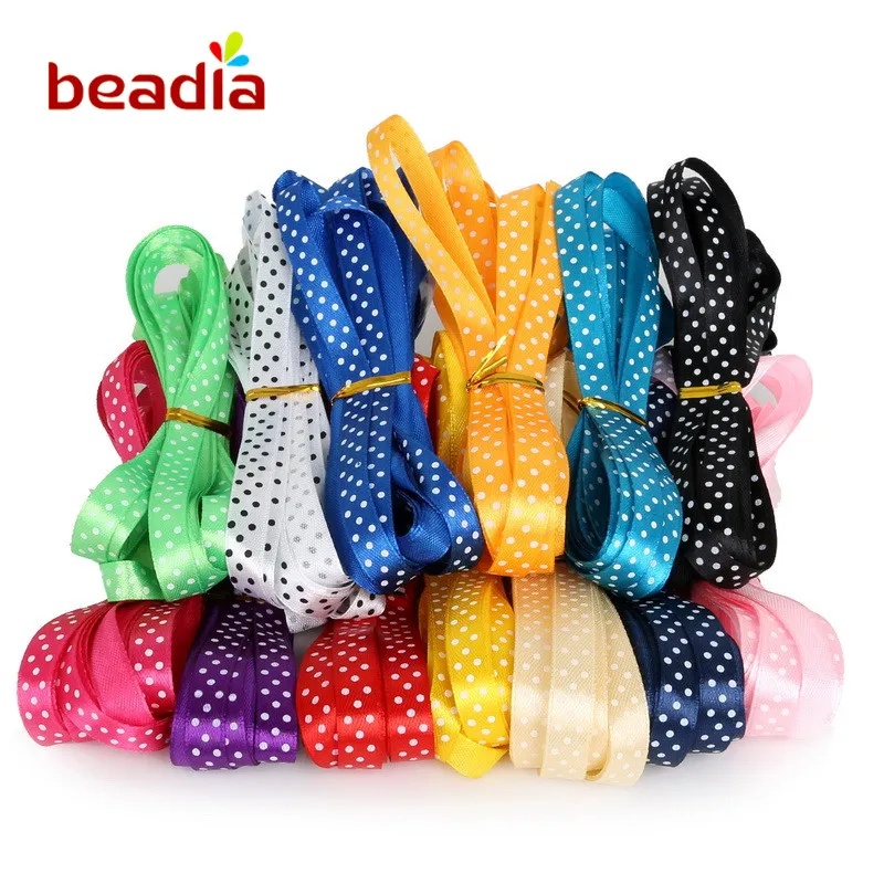 

High Quality 5yards 10mm(3/8") Dot Pattern Printed Satin Ribbon Hair Bow Decoration Gift Packing Material DIY Sewing Craft