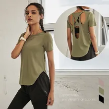 Футболка с короткими рукавами и круглым воротником для занятий спортом, женская летняя одежда года для йоги, футболка для фитнеса