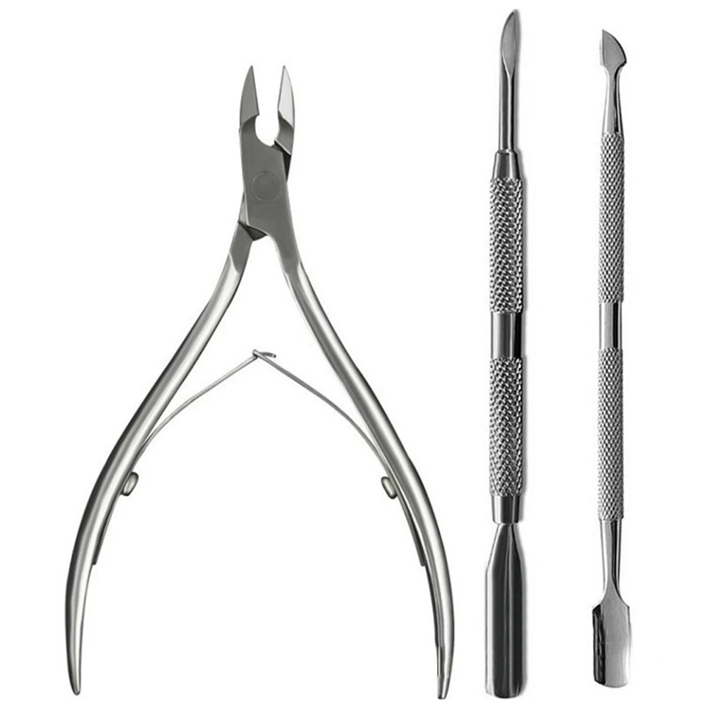 

3pcs/set Trimming Professional Fingernail Stainless Steel Pusher Cutter Art Cuticle Scissors Cuticle Clipper Manicure Tools