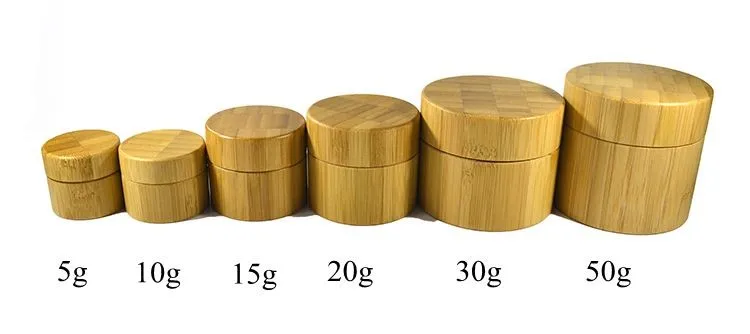 Download New Stype 10pcs *5g Acrylic cream jar bamboo cream container pyramid round 15g 30g 50g wooden ...
