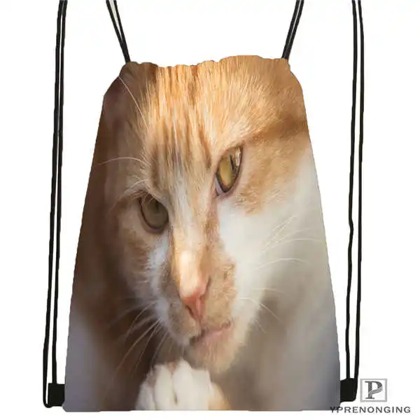 Drawstring Backpack Custom Blue Eye Honeyed Рот Кошка походная сумка на шнурке милый рюкзак для детей(черная спина) 31x40 см#180531-04-36 - Цвет: Drawstring Backpack