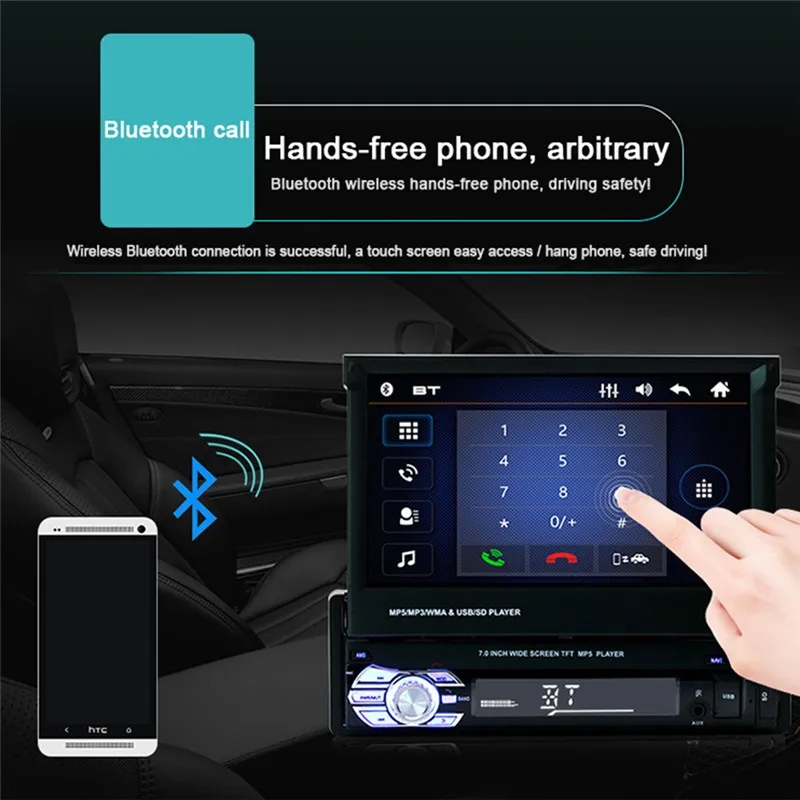  9601 1Din 7 ''HD display digitale Schermo A Scomparsa Auto mp4 mp5 Player trasmettitore FM Stereo C