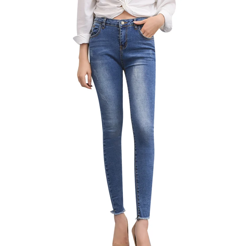

Jeans Women 2019 Spring Water-washed Female Ankle-length Trousers 25~32 High Waist Denim Pencil Pants Femme Skinny Jeans Woman