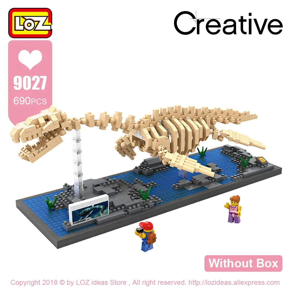 LOZ, алмазные блоки, ископаемые динозавра Юрского периода, игрушки динозавров, создатель Велоцираптора, модель, Фигурка динозавра, музейные DIY Кирпичи 9026 - Цвет: 9027 Without Box