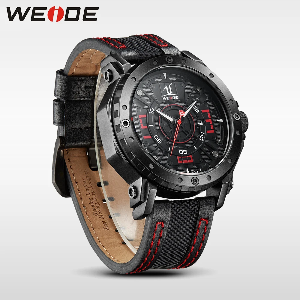 

WEIDE men watch luxury brand waterproof Complete Calendar watch leather strap watchbands quartz eletronicos watches sport clock