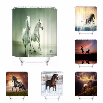 

Bath Curtain For Bathroom Custom Horse Run Home Decor Shower Curtain Waterproof Fabric Hooks #180417-01-28