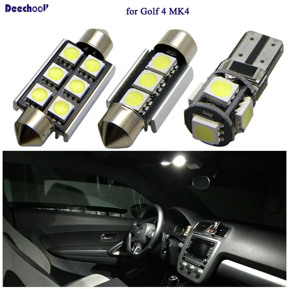 deechooll 11pcs Car LED bulbs for VW Golf 4 MK4 ,Canbus White Interior light for Volkswagen Golf