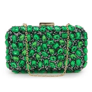 

Luxury Gem Diamond Evening Cluthch Women One-sided Rhinestone Beaded Evening bag Lady Sling Hands Bags For Dinner Party
