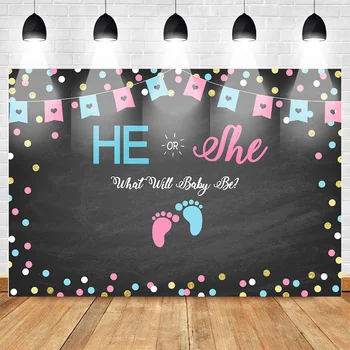 

Gender Reveal Backdrop Blackboard Baby Shower Party Decoration Banner He or She Photo Background Gender Reveal Photography