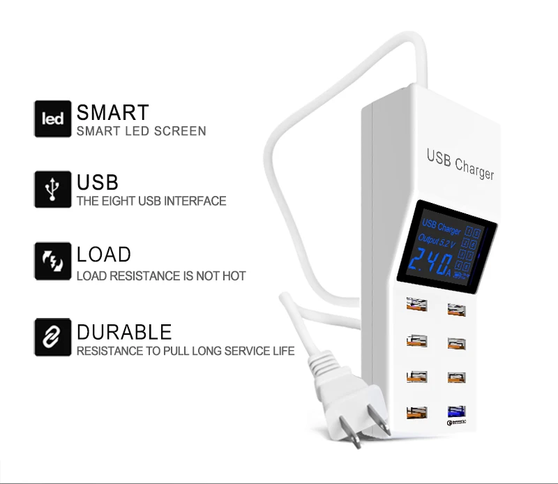 QC 3.0 Smart Charger Dock Station Charging Station Hub with LED Current Display Mobile Phone Charger(7)