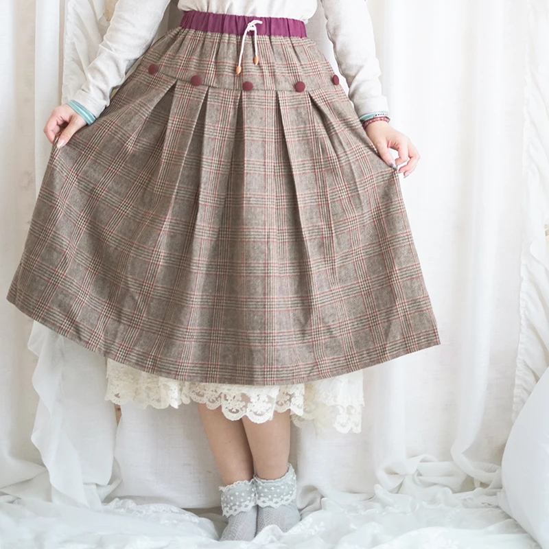 Japan Style Mori Girl Harajuku Skirt Female Casual Plaid A line Preppy