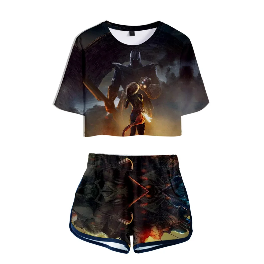 

Men/wommen Stand Fashion 2 Pieces T-shirt Shorts Tracksuit avengers endgame 4 logo 3D short sleeve + short pants