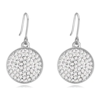 

BAFFIN Maxi Round Dangle Earrings Hanging Pendientes Crystal from Austria Bijoux for Wedding Party Silver Color Statement Joyas