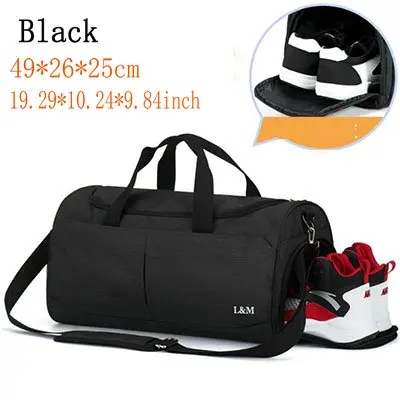 Новые спортивные сумки, спортивная мужская водонепроницаемая сумка для путешествий, спортивная сумка для женщин, спортивная Большая сумка для спортзала с обувью, мужская сумка через плечо - Цвет: Black