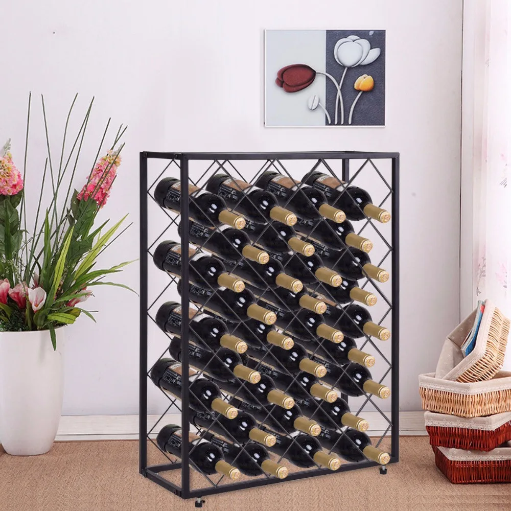 Giantex 32 Bottle Wine Rack Metal Storage Display Liquor Cabinet W