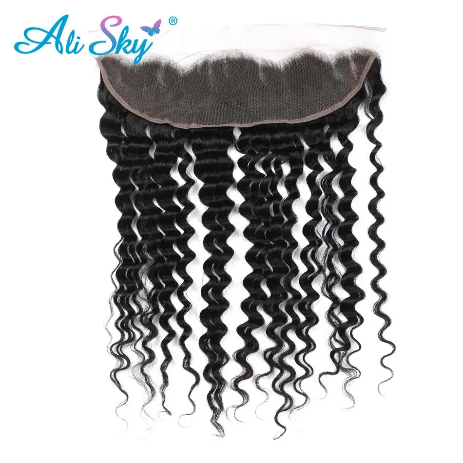 Ali Sky Brazilian nonremy Deep Wave 13x4 Ear to Ear Lace Frontal Human Hair Weave Bundles Free Part Closure Natural Hairline Ali Sky Brazilian nonremy Deep Wave 13x4 Ear to Ear Lace Frontal Human Hair Weave Bundles Free Part Closure Natural Hairline