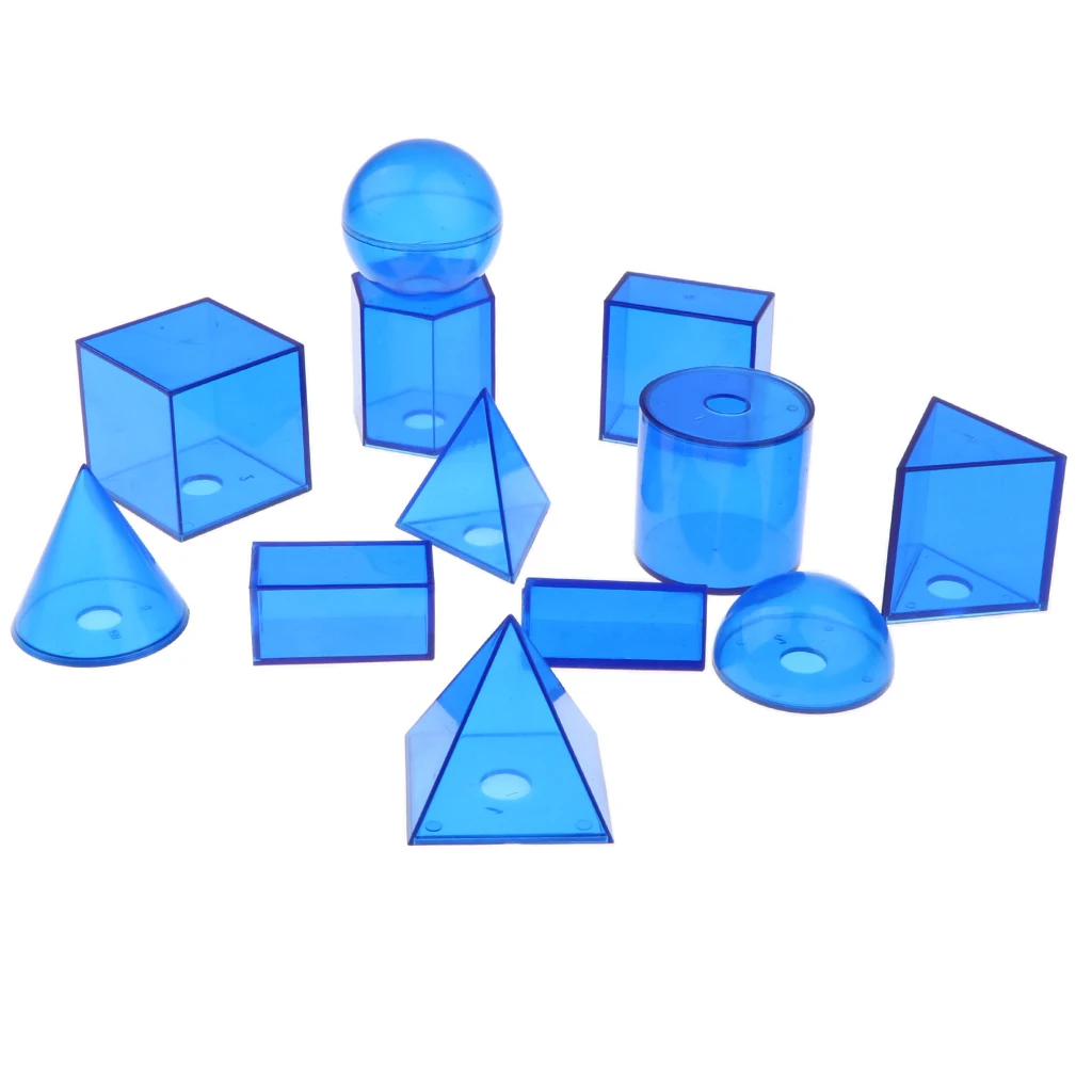 12 Pieces Geometric Solids Models - 3D Geometry Exploring Volume Shape Visual Aids Mathematics Math Educational Student Toys