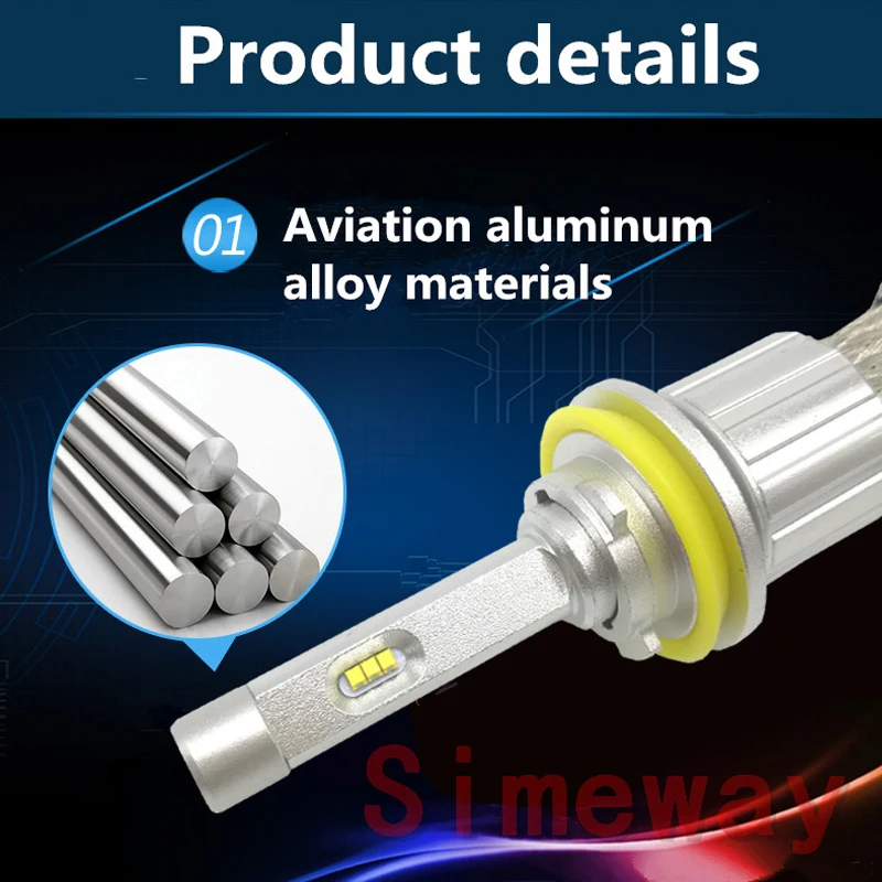 Simeway 2X led H1 Автомобильная фара 96 Вт Супер белый авто H7 H11 лампа H9 H3 H16 HB3 HB4 HIR2 880 H27 881 H4