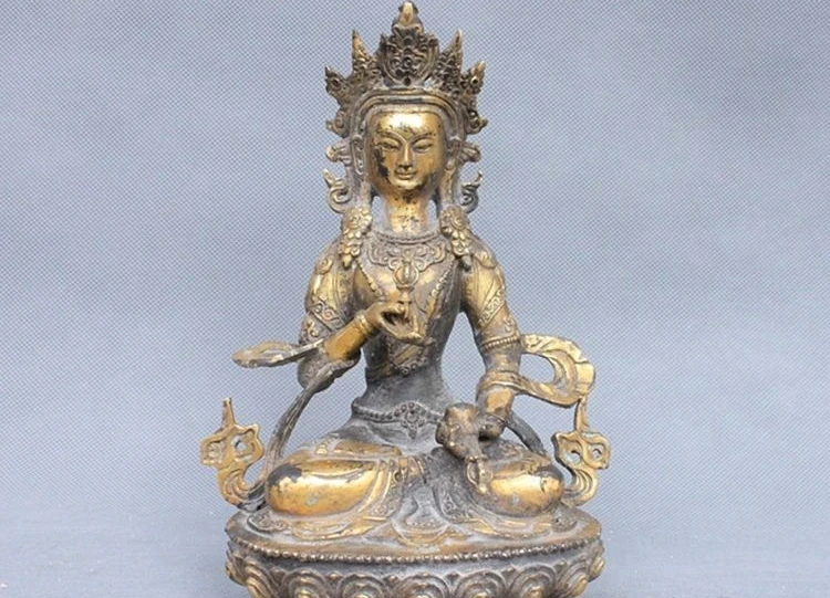 

20cm Tibet Buddhist Monastery Bronze Gilt Vajradhara Kwan-yin Buddha Statue a 0518