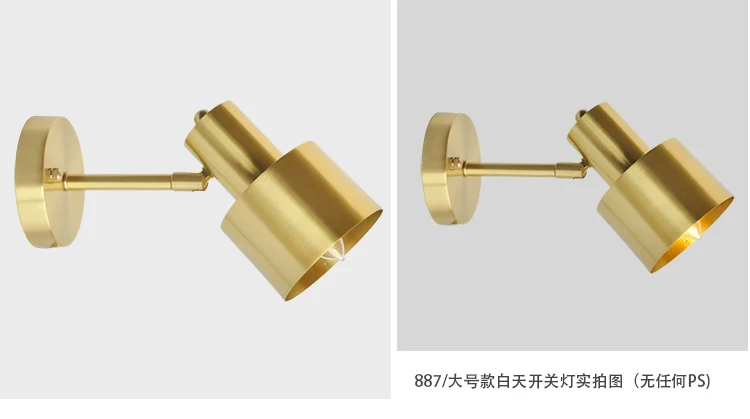 Minimalist copper brass wall light lamp LED bedside toilet bathroom reading wall light LED sconce modern simple gold wall light