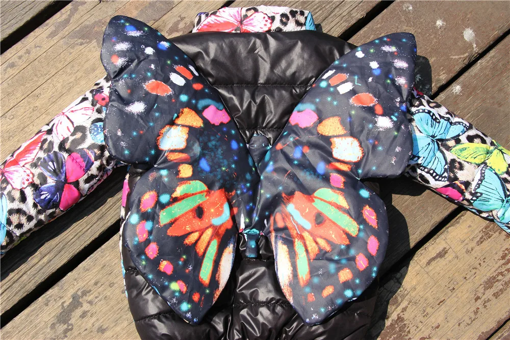 Пальто для девочек; Новинка года; детская куртка; Детские теплые куртки с принтом; зимнее пальто; пальто для малышей; Верхняя одежда; красивое пальто с объемным рисунком бабочки