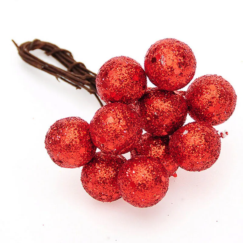 10 шт./лот, красные, серебристые, золотые подвесные шары для рождественской елки, подвесные шары с фруктовым шаром, вечерние украшения для рождественских праздников - Цвет: Красный