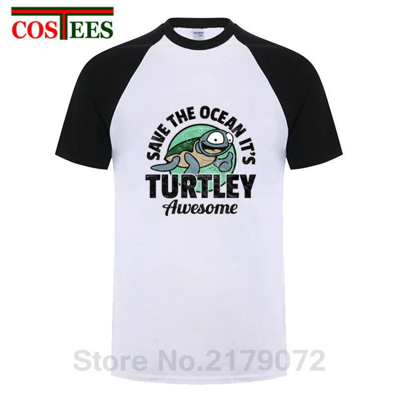 

Vintage Save The Ocean It's Turtley Awesome T shirt men Novelty Turtle sealife T-Shirt homme short sleeve O Neck retro Tee shirt