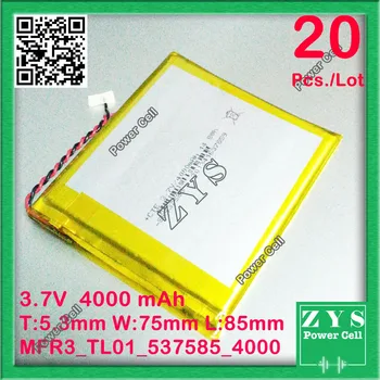 

Safety Packing (Level 4) 20pcs. 3.7V 400mAh battery 537585 Lithium Polymer Rechargeable Battery Li Po li ion For Mp3 DVD Camera