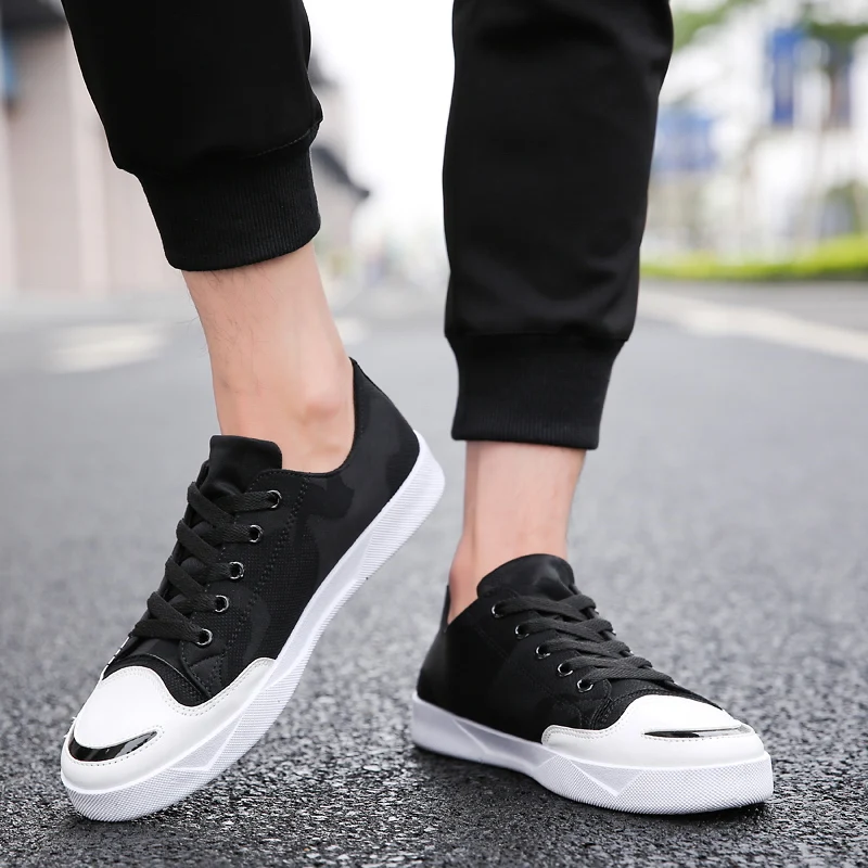 التزلج أحذية الرجال الكلاسيكية انخفاض قطع أحذية رياضية سكيت أحذية قماش المواد المعمرة مريحة لينة حذاء أسود أبيض